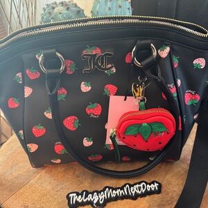Juicy Couture Black Tote with Strawberry Design